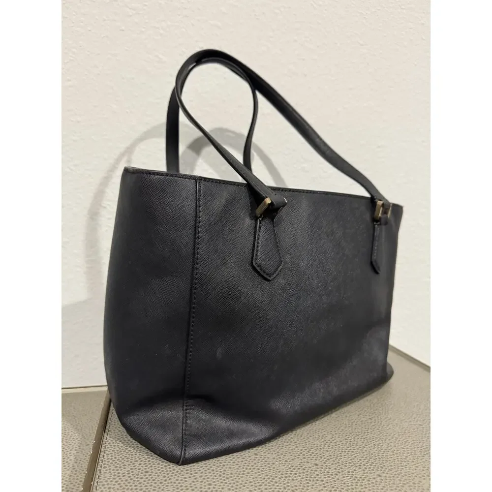 Tory Burch Black Saffiano Leather Robinson Tote Satchel Purse Bag